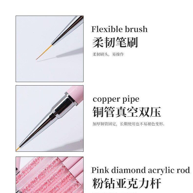 Factory Manicure Pen Wholesale Manicure Pen Pull Line Pen Set Pink Diamond Rod Color Painting Flower Hook Line Special