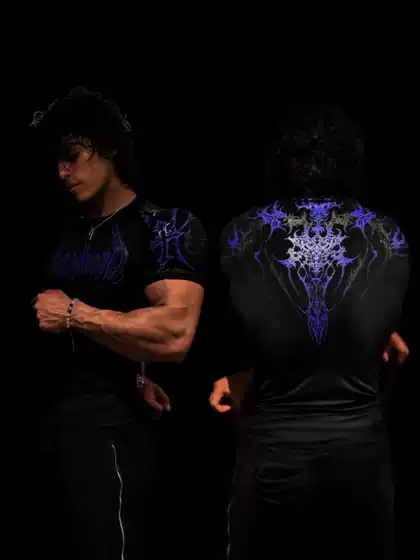 Breathedivinity American Trendy Brand Dark Style Sports Fitness Men's T-Shirt Quick-Drying Elastic Bodysuit