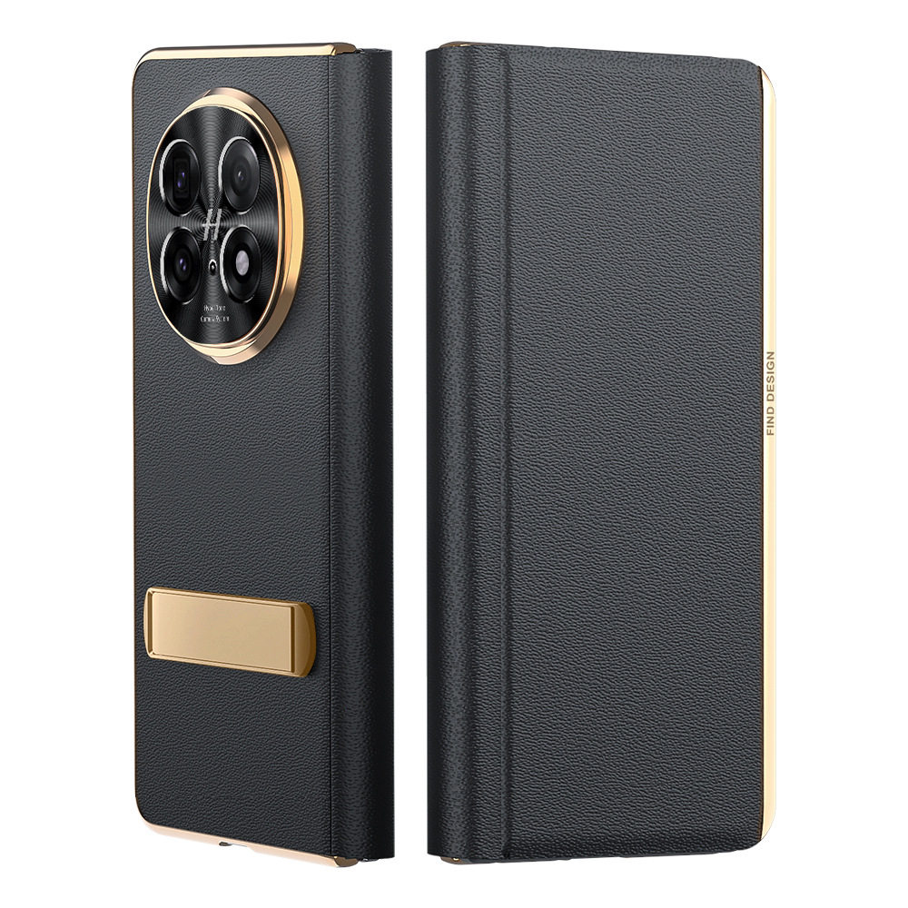 Suitable for Oppo Find N5 Electroplated Leather Case, Genuine Leather Nappa Pinhole Lens Full Protection Case, Anti-Fingerprint