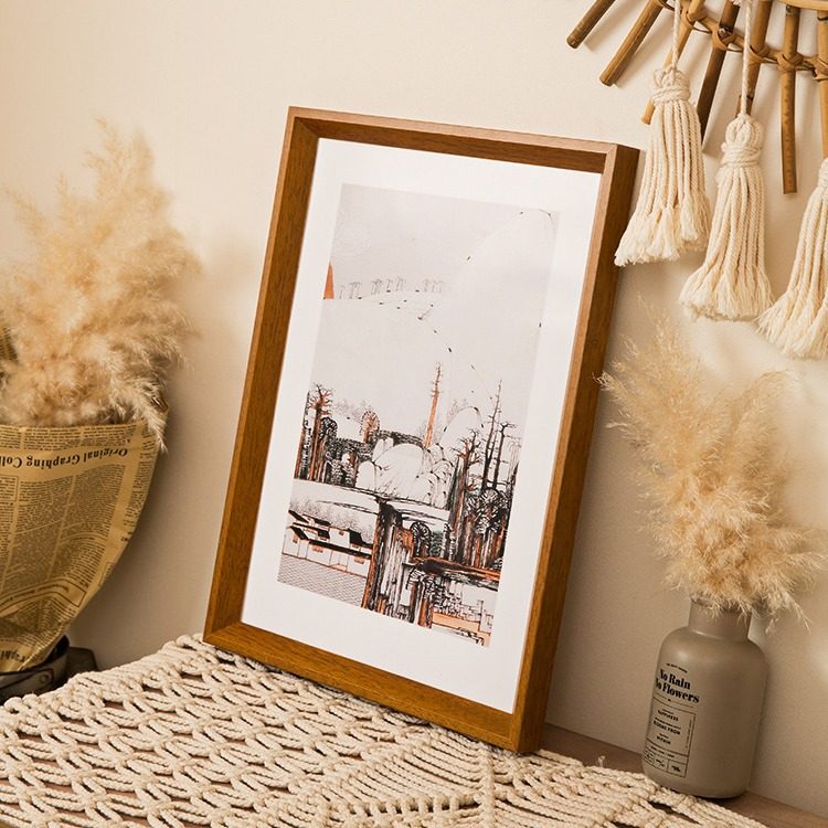 Walnut color solid wood large photo frame wall mounting frame frame A4 a3 36 inch puzzle frame wall frame wholesale