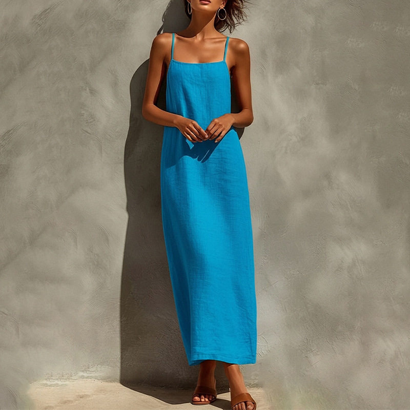 Summer Maxi Dress for Women Solid Color Casual Style Comfortable Fit Perfect for Vacation and Relaxation Wholesale
