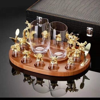 Chinese Zodiac Wine Glass Household Wine Dispencer suit Glass 12 Small Wine Glass Chinese Entry Luxury Spirits Glass Gift Box