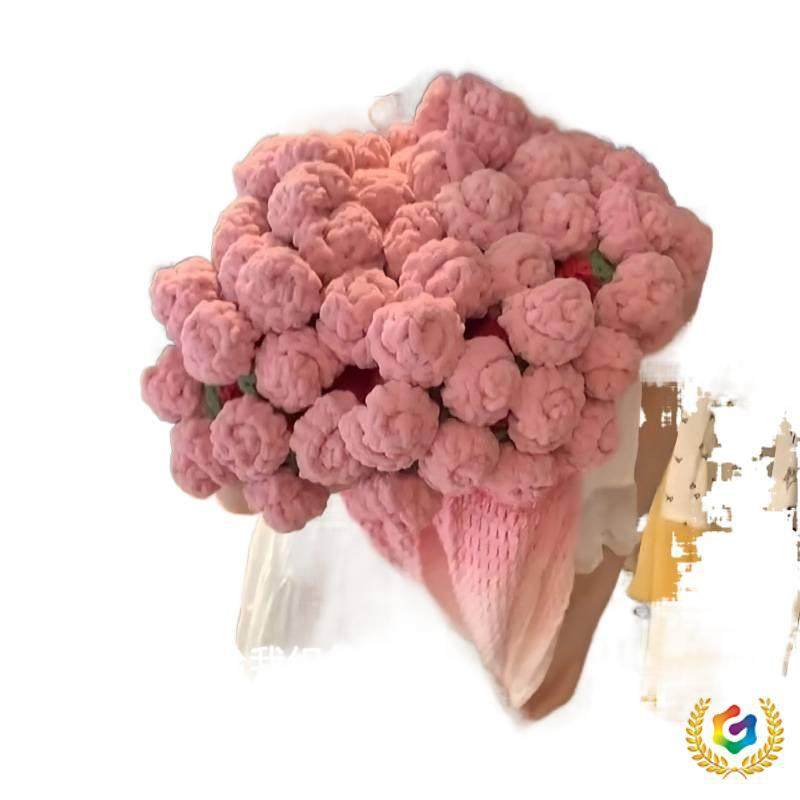 ✅ Handmade Rose Bouquet Gradient Pink Bouquet Blanket Air Conditioning Cover Blanket Yarn Crochet Handmade Material Kit