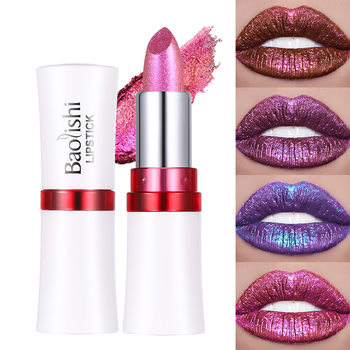 Chameleon Lipstick Temu Amazon Hot Style Baolishi Pearlescent Color Changing Lipstick Gold Glitter Colorful Laser Lipstick