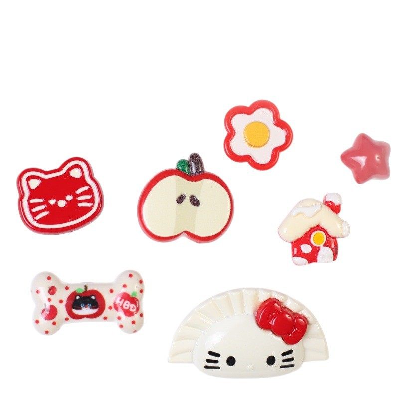 Cute Red Series Cat Dumpling Accessories DIY Hair Accessories Mobile Phone Case Clogs Matchinging Accessories Accessories Wholesale