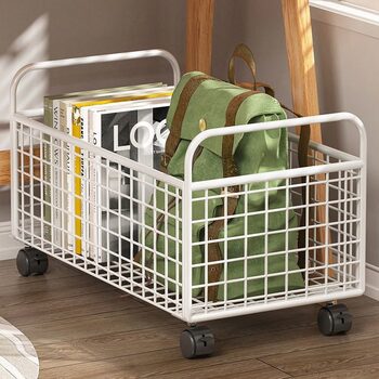 Under-Desk Book Storage Box, Household Bookshelf, Movable Under-Desk Book Storage Cabinet, Book Bag Storage Rack