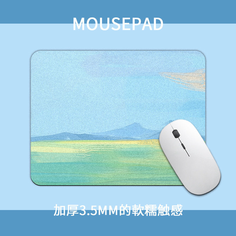 Small Oil Painting Style Internet Celebrity Mouse Pad Small Fresh Green Flower Notebook Square Mouse Pad Cross-Border Table Mat