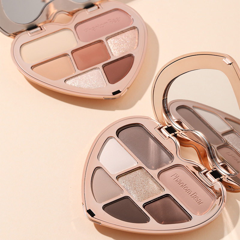Phantom Bear Peach Heart Seven Color Eyeshadow Palette 7 Color Glitter Pearlescent Matte Maillard Eyeshadow Douyin Live 219