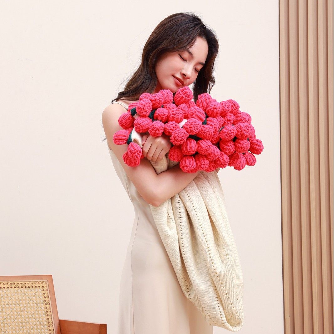 Rose Bouquet Blanket Chinese Valentine's Day Towel Birthday Gift Nap Knitted Blanket Girlfriend Gift Wedding Accessories