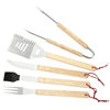 Portable Bbq Barbecue Tool Set Combination Household Outdoor Wooden Handle Fork Shovel Clip Stainless Steel Grill Set