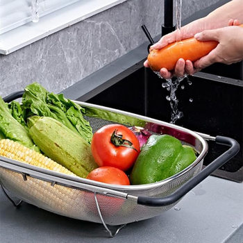 Stainless Steel Telescopic Drain Basket Household Dish Drain Rack Vegetable Basket Chopstick Basket Kitchen Storage Sink Drain Rack