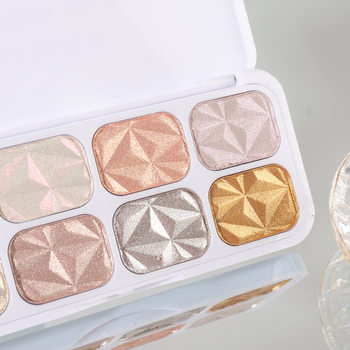 8-Color Gold Diamond Highlighter Eyeshadow Palette Blush Pearlescent Three-Dimensional Skin Tone Makeup Brightening Eyeshadow Diamond Pearlescent