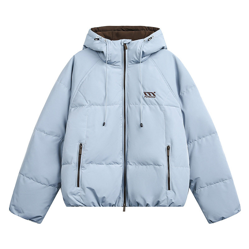 American-Style 90 White Duck down Jacket for Men and Women, Winter Outdoor Thickened Couple's Color-Blocking Stand Collar Puffer Jacket, Warm Coat