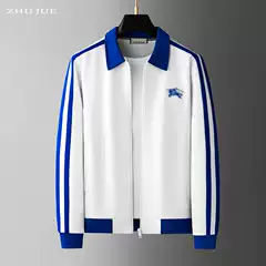 European High-End Embroidered Tape Casual Jacket for Men, Trendy Brand, Stylish 2026 Autumn New Men's Turn-Down Collar Sweatshirt