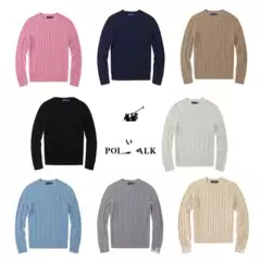Cross-Border Exclusive Polo Men's Round Neck Knitwear 2024 Autumn and Winter New Business Warm and Comfortable Casual Bottoming Shirt