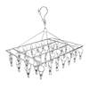 Stainless Steel Clothes Drying Rack with Multiple Clips for Drying Socks, Multifunctional Square Solid Storage Rack for Home Use