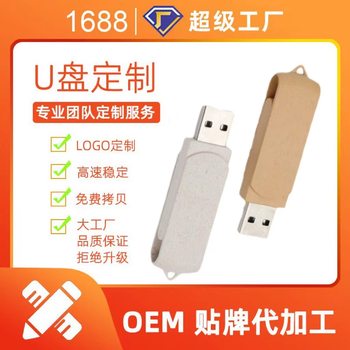 Wheat Straw Recyclable and Biodegradable Material High-Speed 32Gb U Disk with Customizable Logo 4Gb U Disk Factory Direct Sale