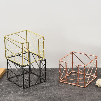 Manufacturer Wholesale Iron Note Storage Rack Creative Hollow Note Box Desktop Office Storage Box Supplies