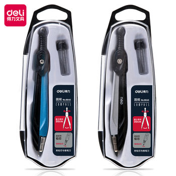 Deli 8645 stainless steel metal compasses for junior middle school students classroom 30cm diameter metal compasses wholesale