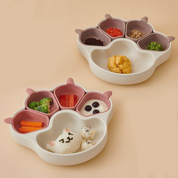 Children's Silicone Suction Cup Tableware, Baby Animal Feeding Cat Paw Plate, Baby Eating Plate, Detachable