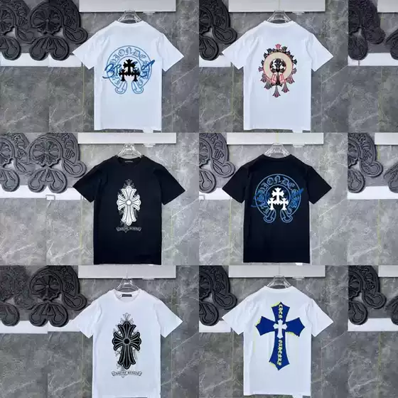 Chrome Heart25 New Model Chrome Correct Version Summer Short-Sleeve European and American Street Hip-Hop Unisex T-Shirt