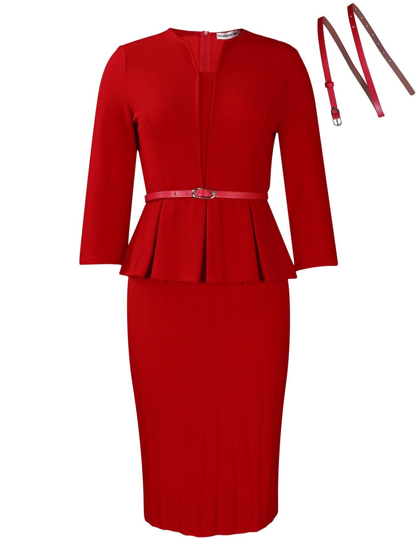 V Neck Ruffle Hem Pencil Skirt High Waist Slim Fit Elegant Design Winter Office Wear for Women Wholesale Available