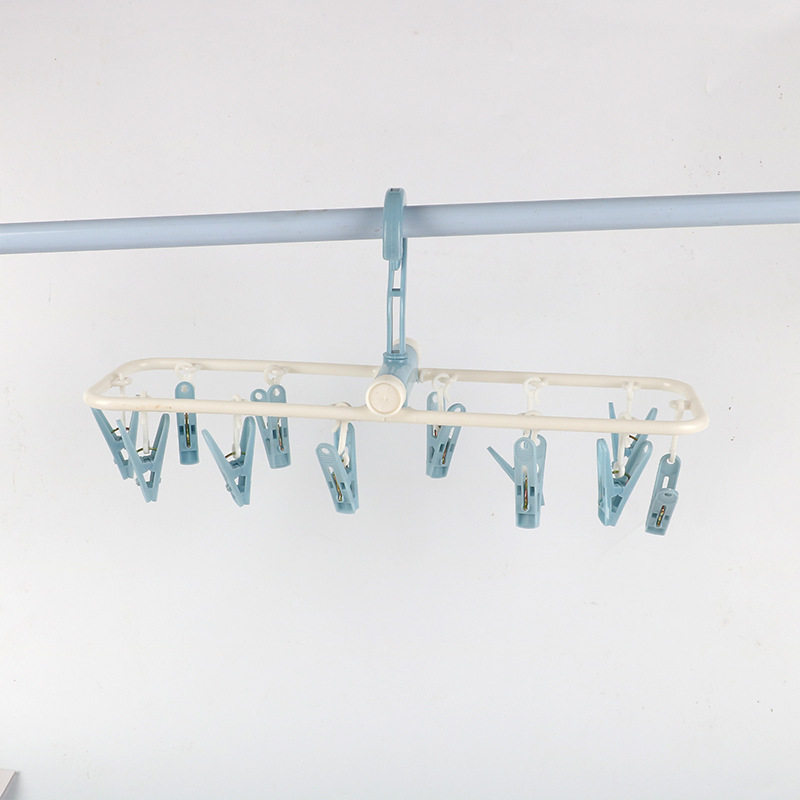 Underwear Clips, Household Sock Drying Rack, 12-Clip Clothes Hanger, Wholesale Multifunctional Clips, Clothes Drying Rack for Balcony