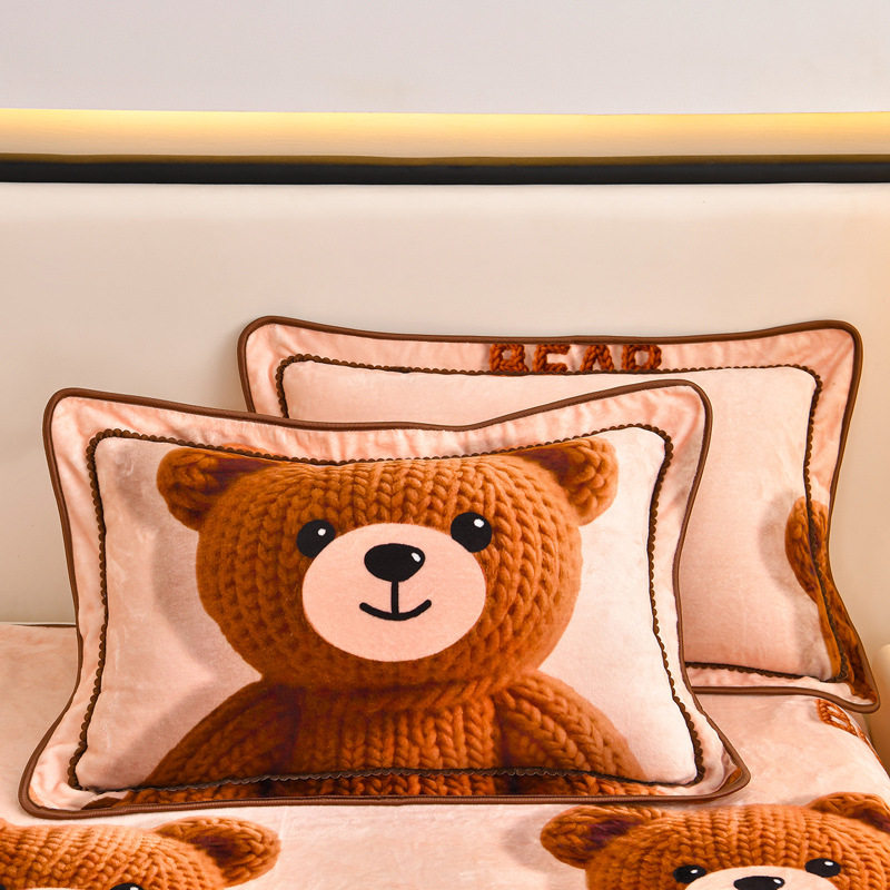 2025 New 8.5 Pounds 230 Grams High Weight Milk Velvet Four-Piece Set 5D French Velvet Bed Skirt Four-Piece Set