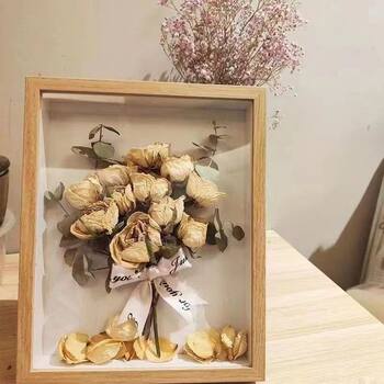 Three-Dimensional Hollow Dried Flower Photo Frame Handmade Gift Photo Frame Table Rose Dried Flower Immortal Flower Creative Specimen Frame