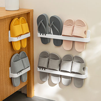 Nachuan wall-mounted slippers rack artifact shoes storage rack bathroom door punch-free shoe rack storage rack