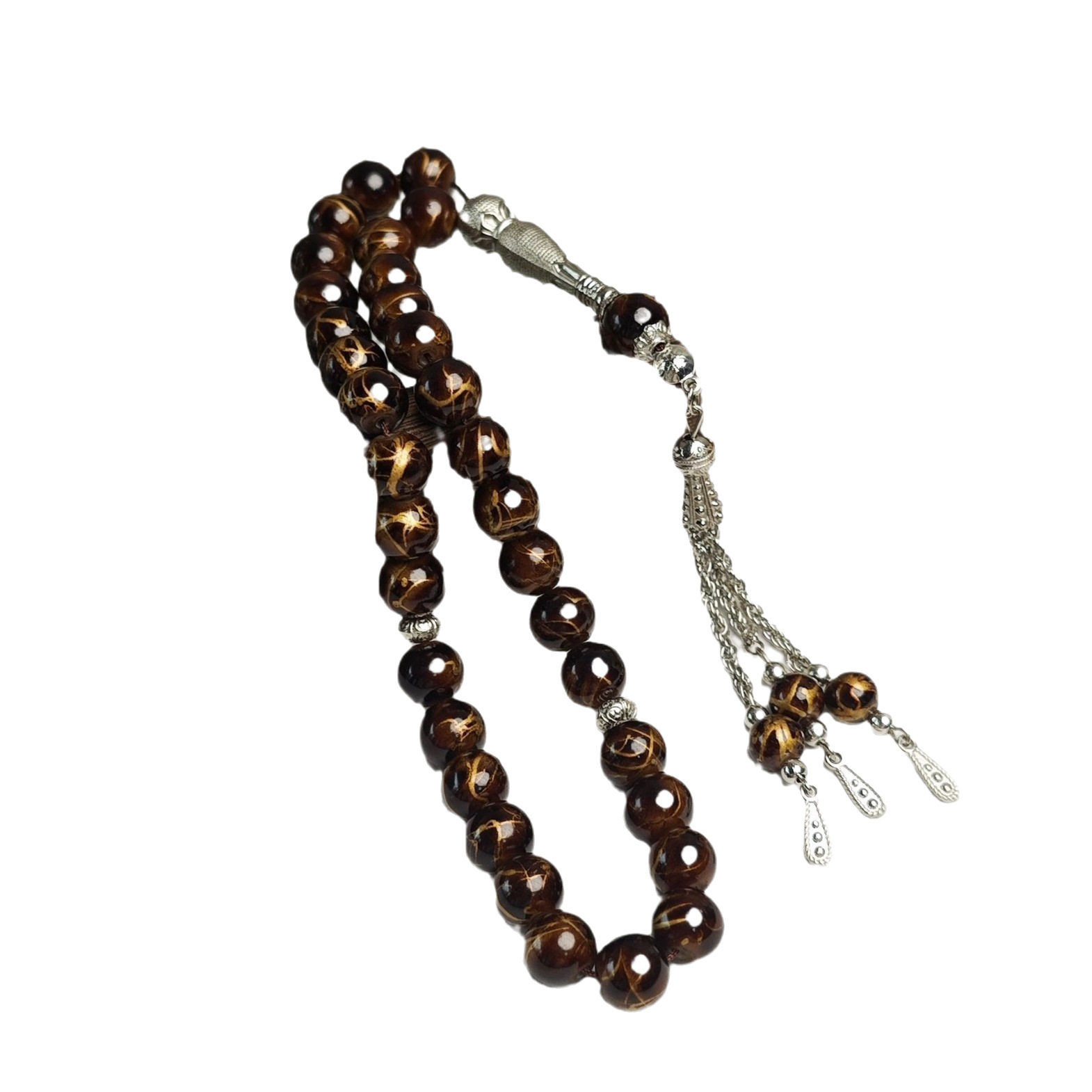 Classic Style 33 Beads 10mm Iron Spike Crackle Beads Glass Material Prayer Beads Daily Bracelet Tasbih