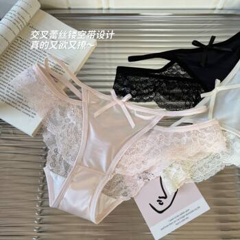 Charming Cut Out*French Sexy Women's Lace Underwear Pure Cotton Crotch Girl Breathable Pure Lust Style Low Waist Briefs