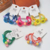 Card-Mounted High-Elasticity Knotted Hair Tie, Candy-Colored Girl's Ponytail Hair Tie, Sweet Ball Hair Tie, Cute Rubber Band