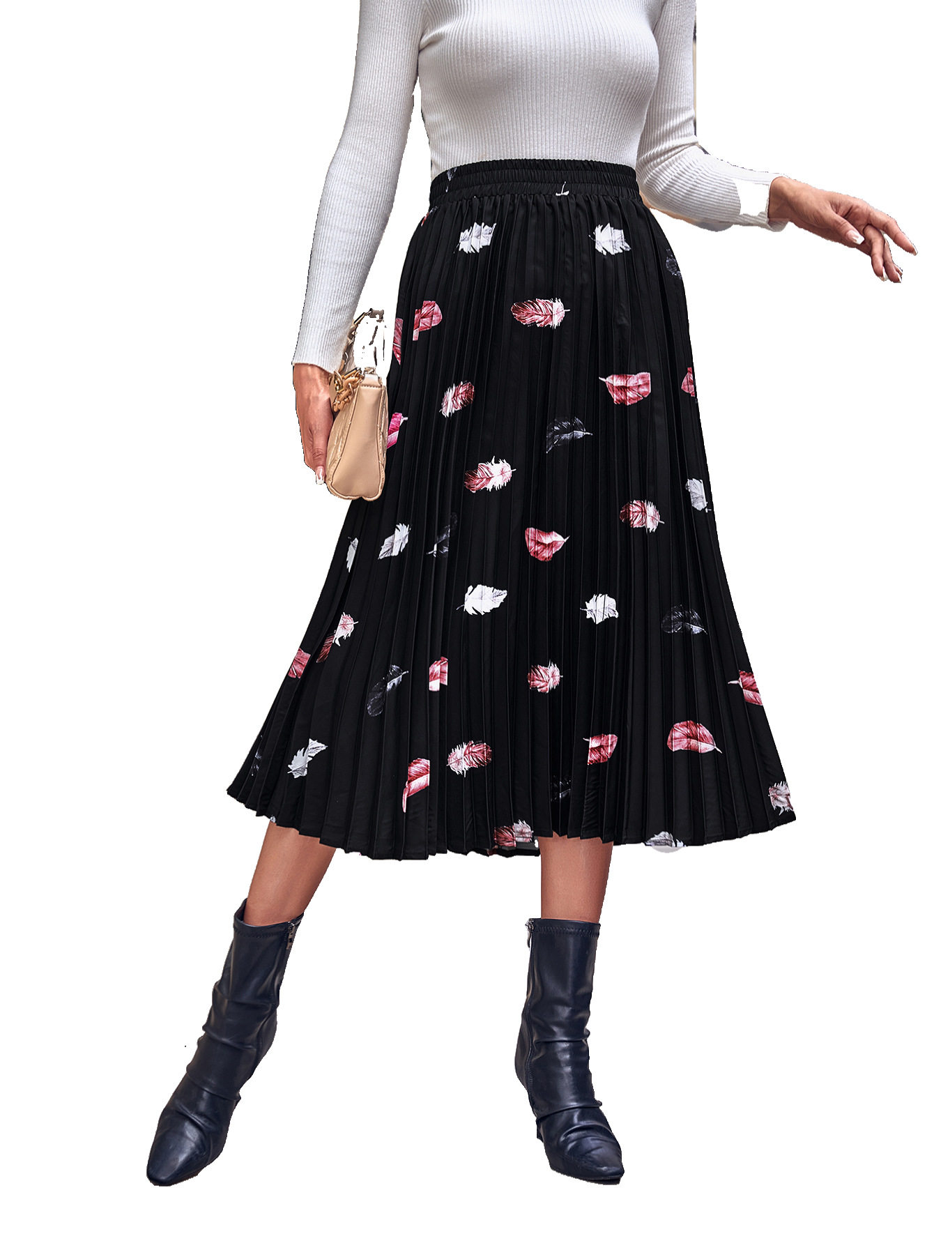 Chiffon Midi Skirt Elegant Floral Print Lightweight Fabric Comfortable Fit Perfect for Spring and Summer Wholesale