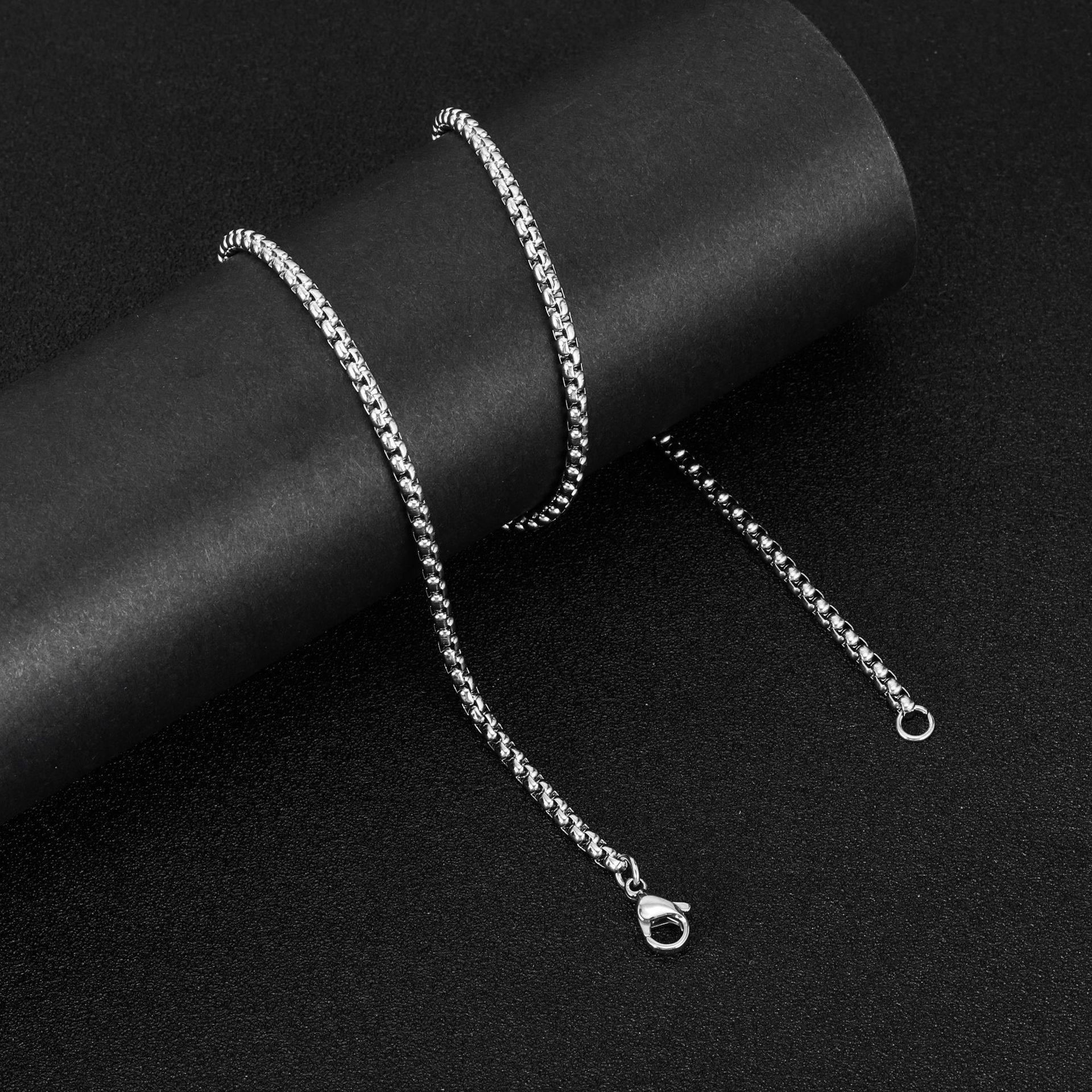 Factory Direct Sales Stainless Steel Square Pearl Chain Square Accessories Fashion Plain Chain European and American Versatile Men's and Women's Necklace Chain