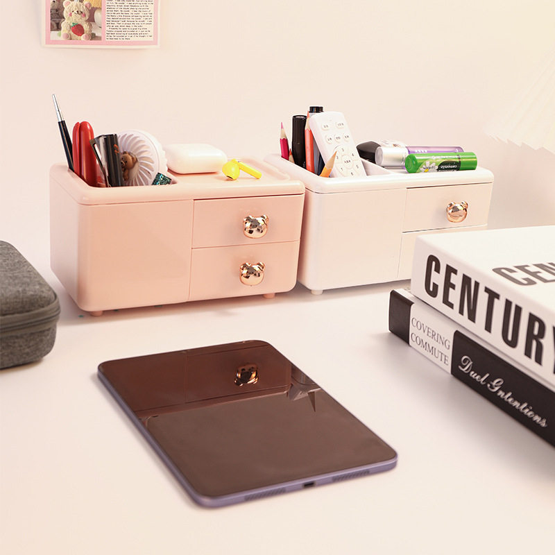 DIY Pen Holder Plastic Storage Box Dust-Proof Drawer-Type Ins Desk Compartmentalized Export Layered Storage