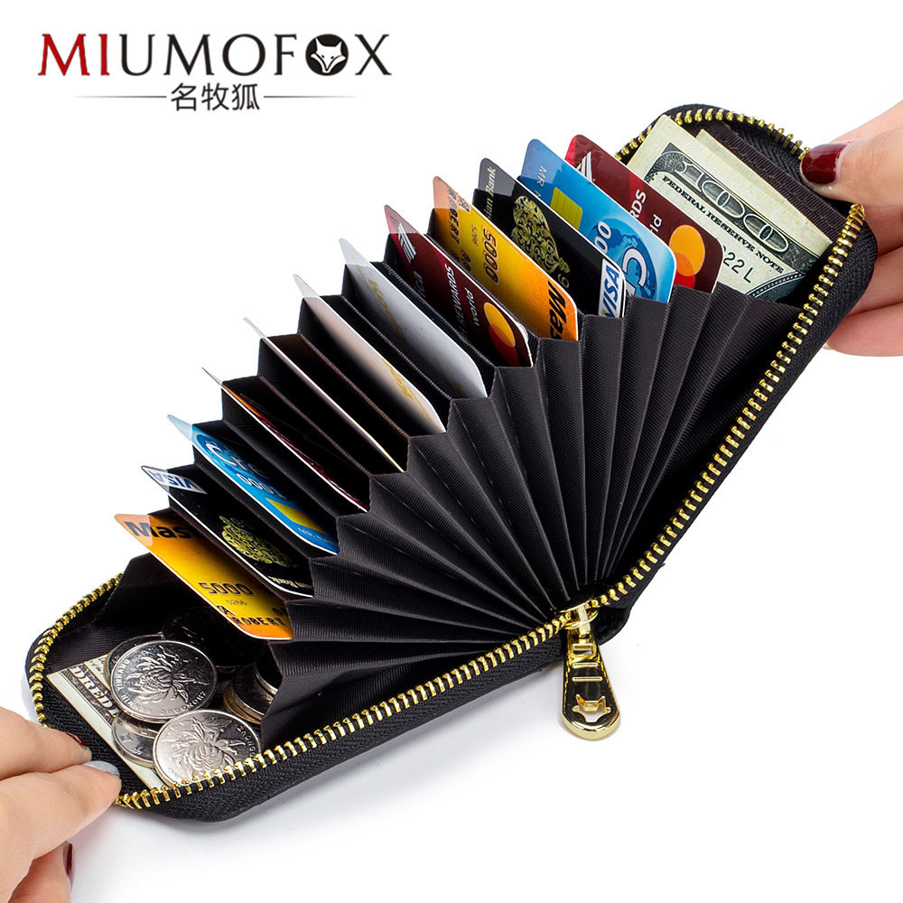 Foreign Trade Genuine Leather Multifunctional Men's Organ Card Holder Bank Card Holder Popular Card Holder Women's Exquisite Rfid Keychain