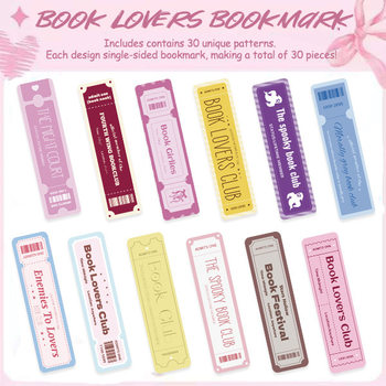 30 Pieces of Book Lovers Club Series Literary and Creative Materials Ins Reading Paper Bookmarks Can Be DIY Decorated