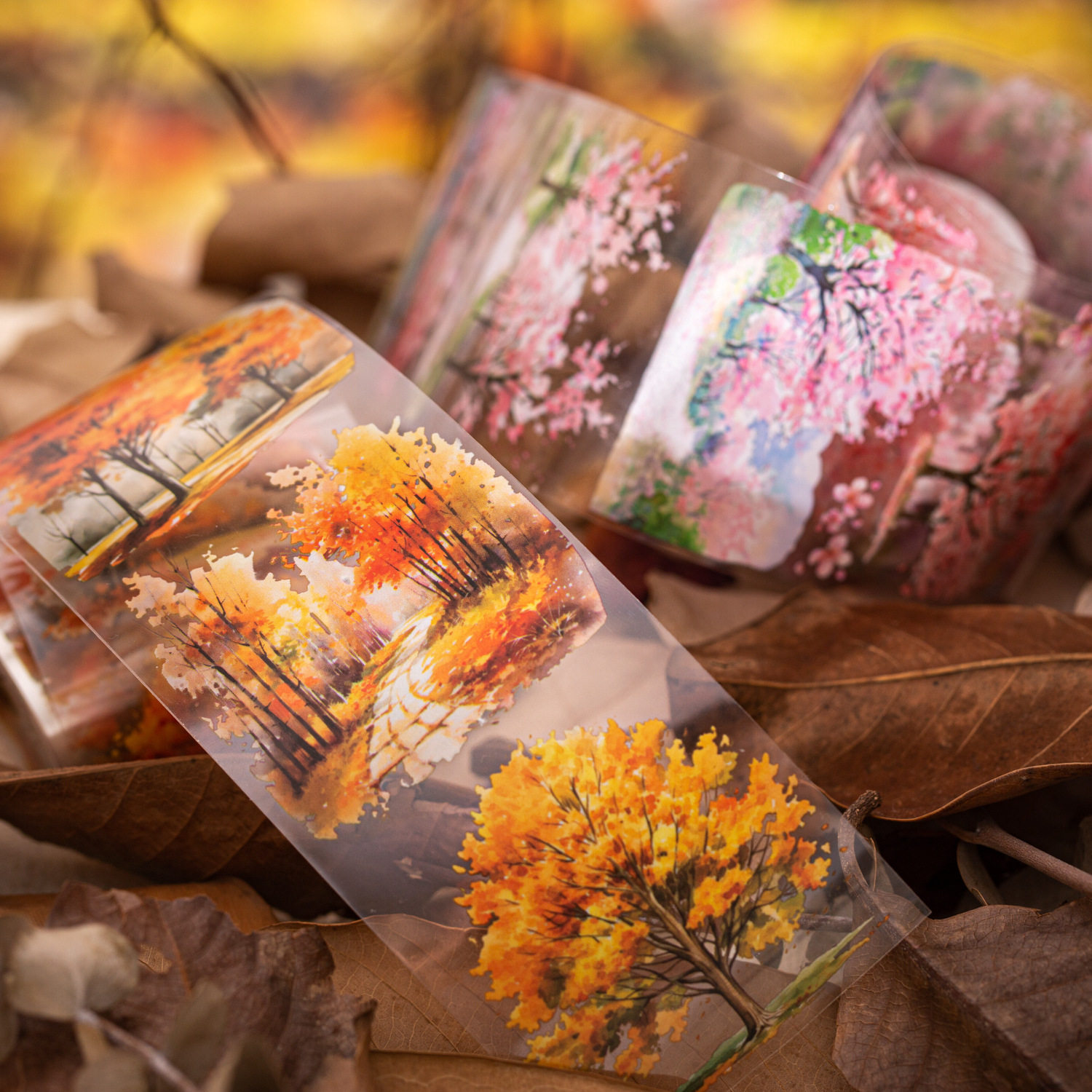 Tree and Forest Series Beautiful Day Tape Tree Forest Landscaping Handbook Material Recycling Stickers 6 Styles