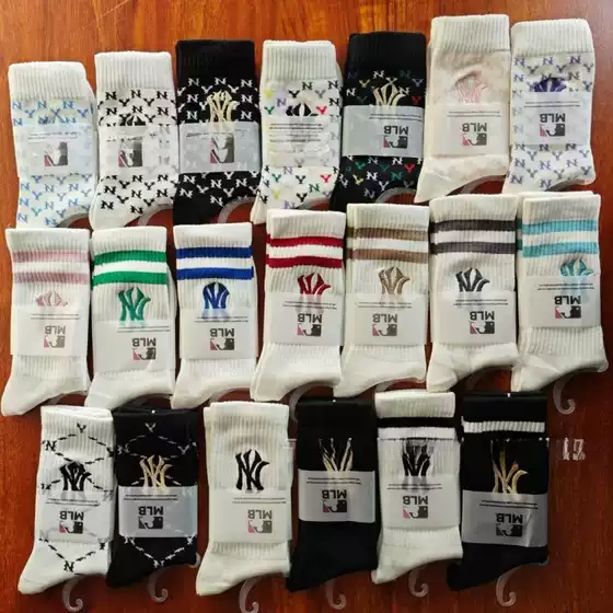 New Mlb Embroidered Thin Ny Socks for Men and Women, Couple's All-Season Mid-High Tube Letter Casual Sports Trendy Socks