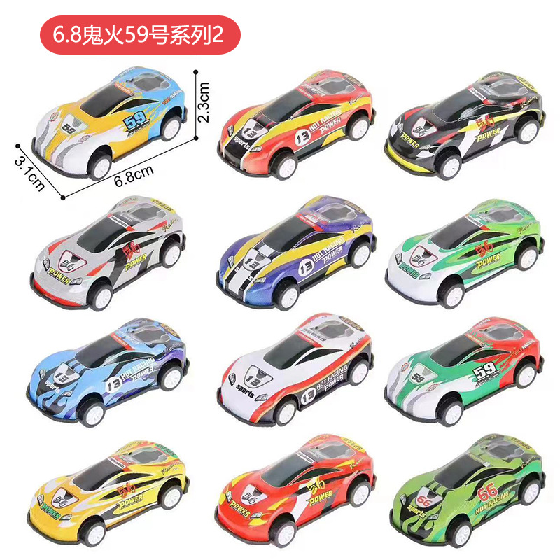 跨境迷你合金赛车铁皮车儿童回力赛车多款式仿真卡通小汽车批发