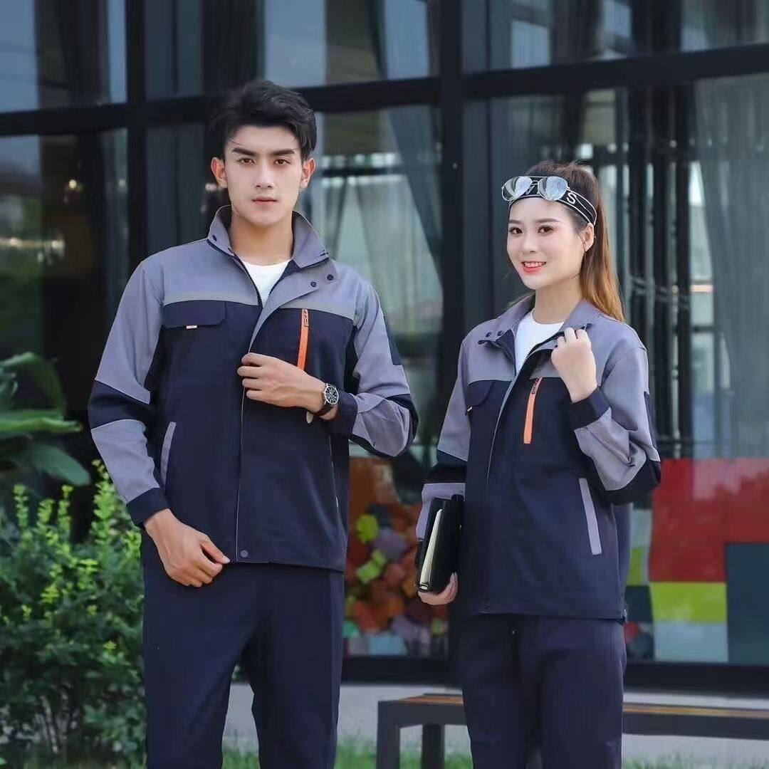 ชุดทำงานข้ามพรมแดน ฤดูใบไม้ผลิและฤดูใบไม้ร่วง แขนยาว พร้อมแถบสะท้อนแสง สำหรับโรงงาน ช่างซ่อมรถยนต์ ชุดทำงานฤดูใบไม้ผลิและฤดูใบไม้ร่วง