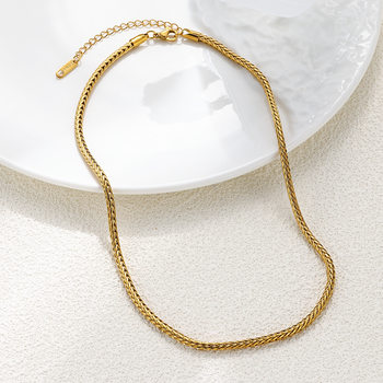 Kashi European and American Simple Stainless Steel Hip-Hop Style Double-Row V-Shaped Men's Fashion Bracelet Ins Women's Necklace Clavicle Chain