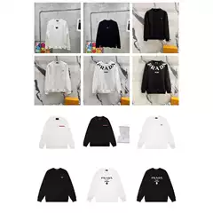 Luxury High-End Version Pra Pujia Metal Triangle Logo Unisex Autumn and Winter Loose-Fitting Versatile Sweatshirt Available for Dropshipping
