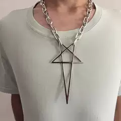Aliexpress Hot-Selling Punk Style Five-Pointed Star Necklace, Niche Personality Exaggerated Trendy Men's Accessories and Jewelry Wholesale