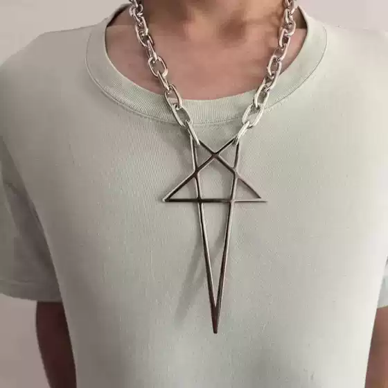 Aliexpress Hot-Selling Punk Style Five-Pointed Star Necklace, Niche Personality Exaggerated Trendy Men's Accessories and Jewelry Wholesale