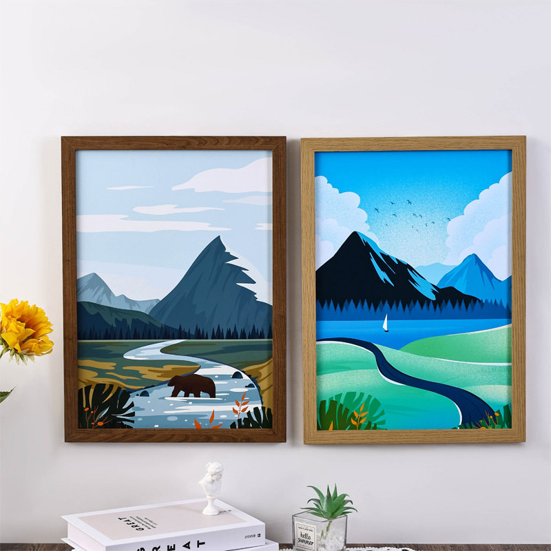 Casual Handmade Wooden Photo Frame Table Wholesale 16inch Oil Painting Poster Kidsren's Puzzle Wall Hanging Picture Frame Empty Frame