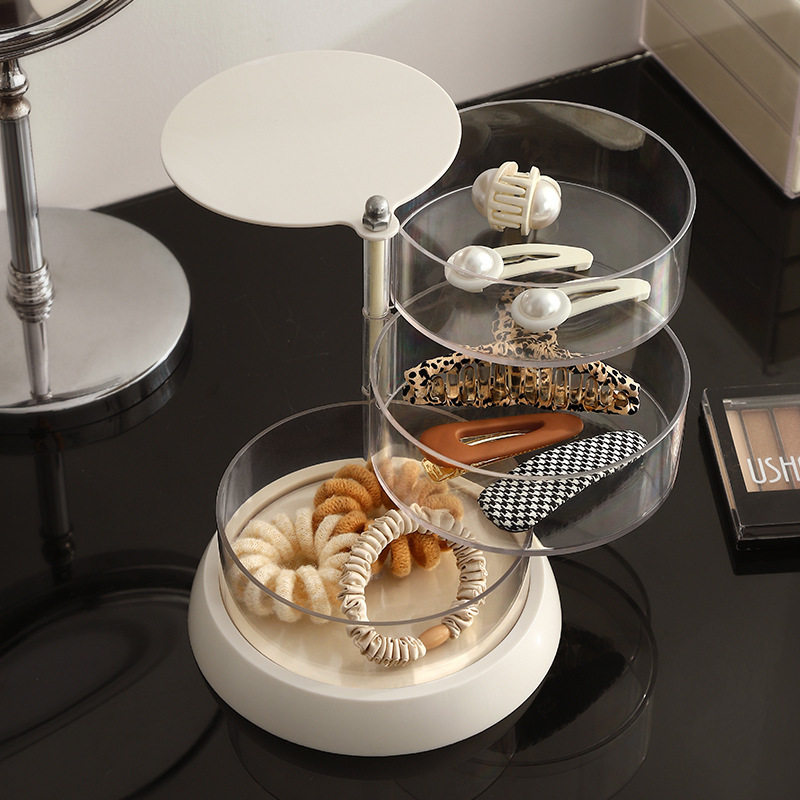 Jewelry Storage Box Transparent Rotating Box Multi-Layer Large Air Cushion Makeup Cotton Beauty Egg Storage Shelf Rotating Storage