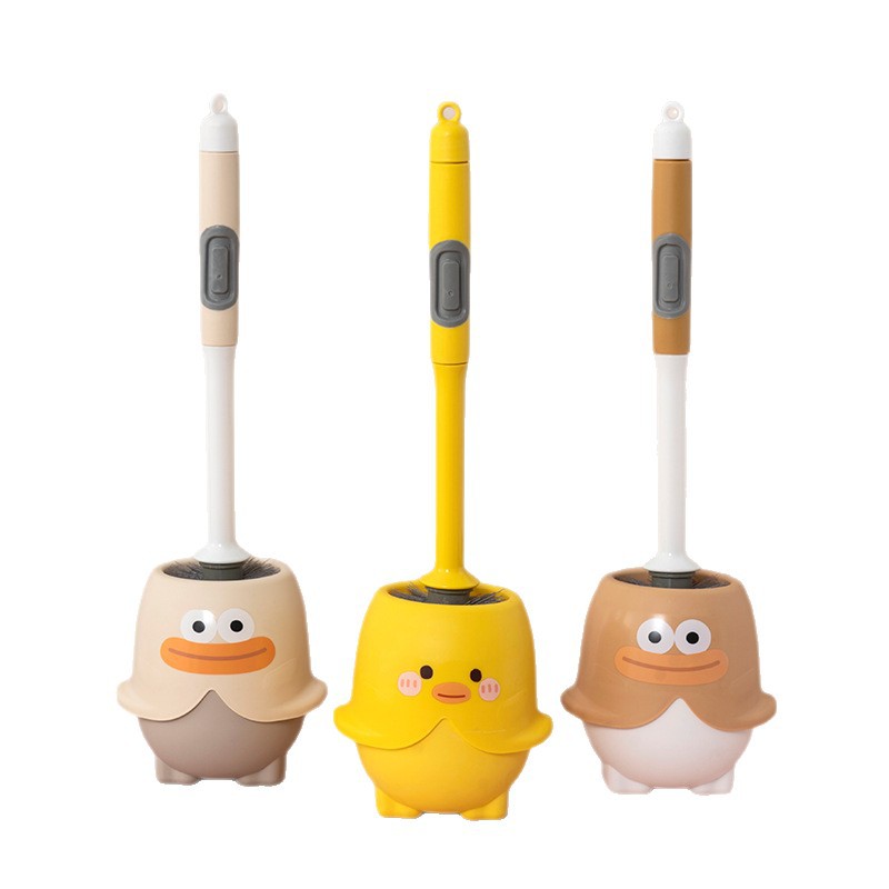 Toilet Brush for Home Use, No Dead Angle Brush, Cartoon Long-Handle Toilet Cleaning Brush Set