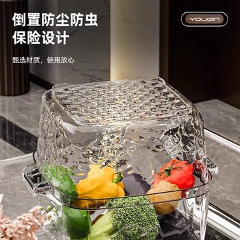 High-value Double-layer Vegetable Washing Basin Draining Basket Multi-functional Kitchen Household New Fruit Plate Living Room Vegetable Washing Basket